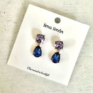 Lima limón purple and blue rhinestone post earrings